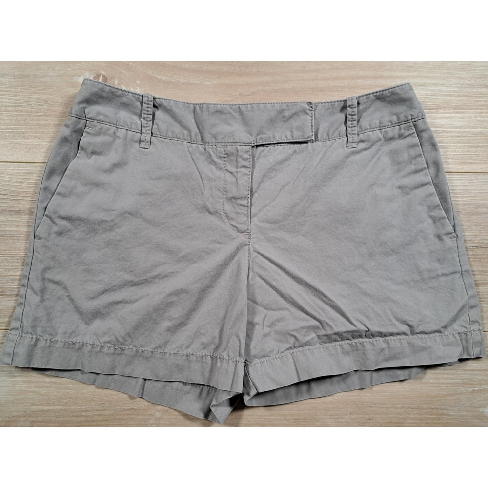 Ann Taylor LOFT Women Grey Chino Shorts Size 2 Cotton Mid Rise Casual Summer